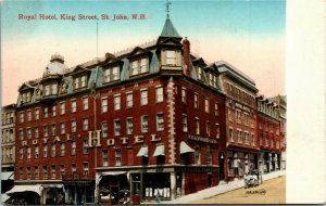 Postcard NB Saint John Royal Hotel King Street Buggy Shops ~1910 K43