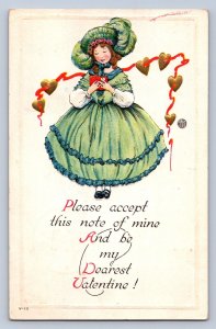 J93/ Valentine's Day Love Holiday Postcard c1910 Pretty Woman 450