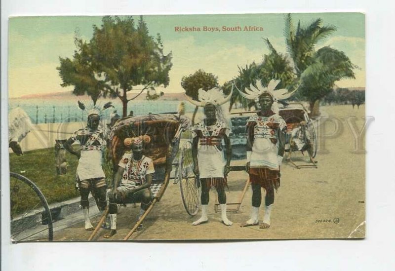 438855 SOUTH AFRICA DURBAN Black Ricksha Boys Vintage postcard