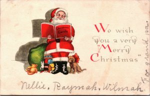 We Wish You A Very Merry Christmas Santa Claus Postcard C206