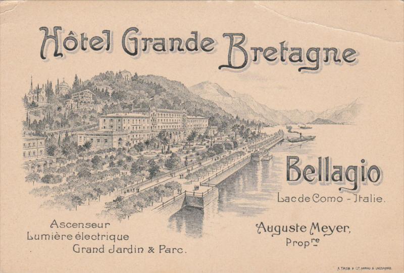 Hotel Grande Bretagne Bellagio Lac De Como Italie 10s Hippostcard