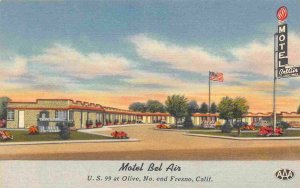Motel Bel Air US 99 Highway Fresno California 1940s linen postcard