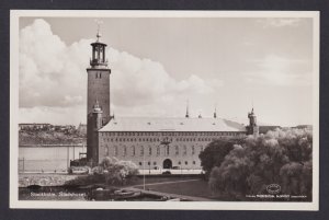 Vintage postcard City Hall Stadshuset park view Stockholm Sweden