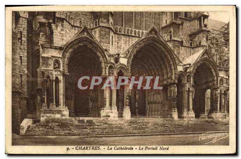 Old Postcard Chartres The Cathedral North Portal