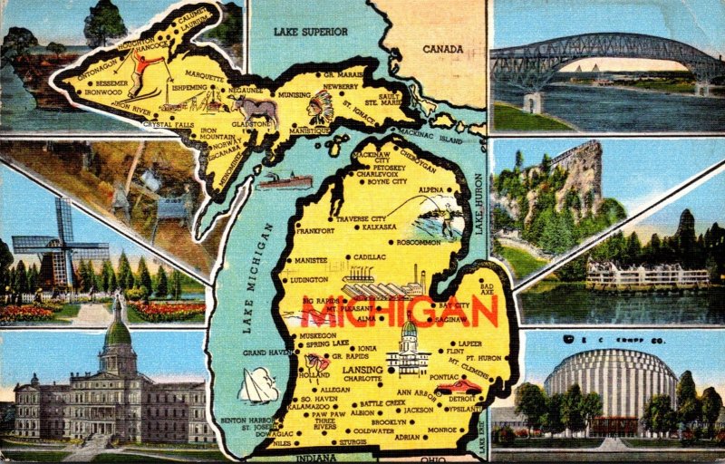 Michigan With Map and Multi Views 1953