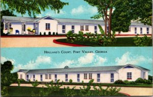Linen Postcard Holland's Court U.S. 341 in Fort Valley, Georgia
