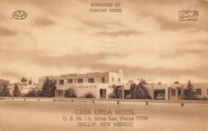 Casa Linda Motel US Route 66 Gallup New Mexico 1953 postcard
