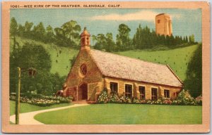 Glendale California, 1948 Wee Kirk of The Heather, Church, Memorial, Postcard