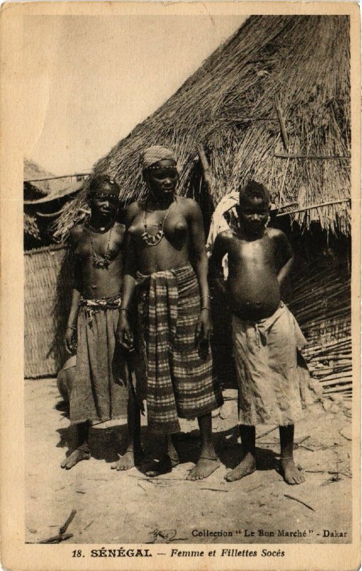 PC CPA ETHNIC NUDE FEMALE NATIVE TYPE GIRLS SENEGAL AFRICA Postcard (b588)