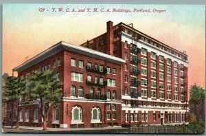 Vintage Postcard 1910's Y.W.C.A. & Y.M.C.A. Buildings Portland Oregon OR