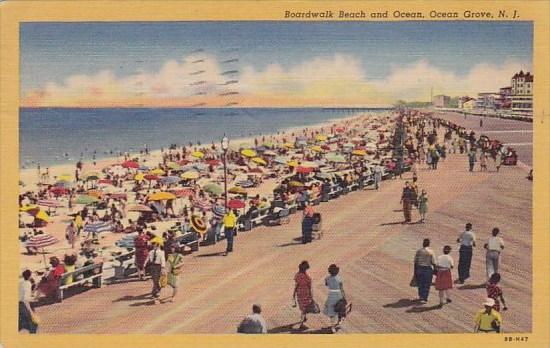 Boardwalk Beach And Ocean Grove New Jersey 1954