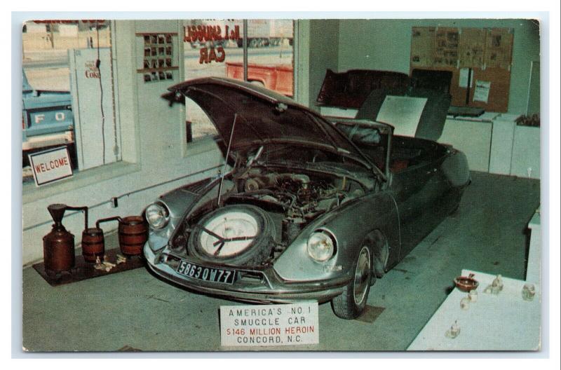 Postcard America's # 1 Smuggle Car 1962 Citroen Concord, NC 146 mil heroin I2