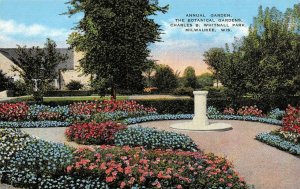 MILWAUKEE, WI Wisconsin  CHARLES B WHITNALL PARK~Flower Garden  c1940's Postcard
