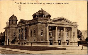 First Church United Brethren in Christ Westerville OH c1917 Vintage Postcard G44