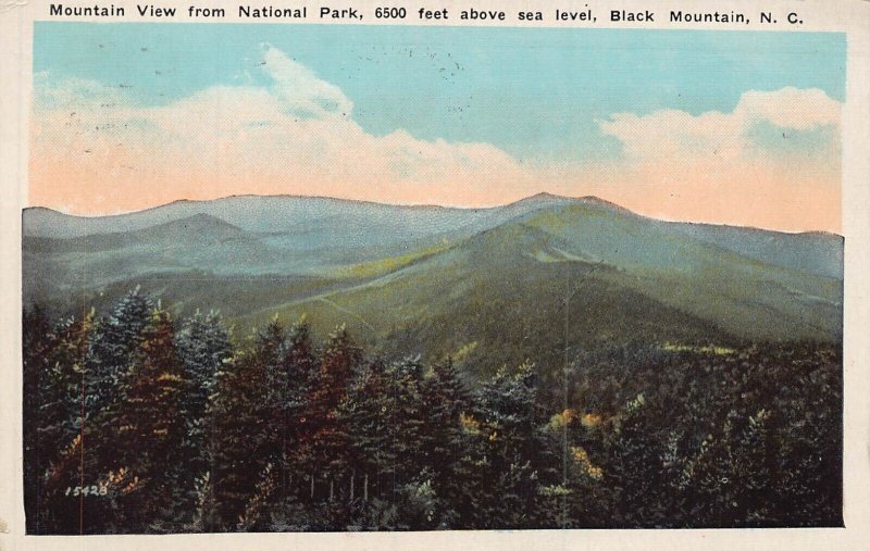 BLACK MOUNTAIN NC~MOUNTAIN VIEW FROM NATIONAL PARK~1924 BIRDS EYE VIEW POSTCARD