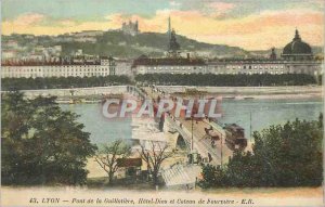 Postcard Old Lyon Guillotiere Bridge Hotel Dieu and Coteau de Fourviere Tramway