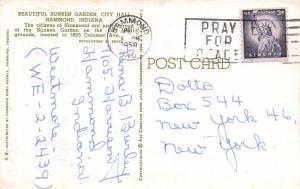 Hammond Indiana~City Hall~Beautiful Sunken Garden~Bench in Flower Beds~1958