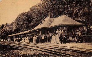 O. & W. STATION SYLVAN BEACH NEW YORK TRAIN DEPOT POSTCARD 1909