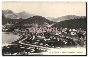 Old Postcard Rio de Janeiro Botafogo Beira Mar Avenue