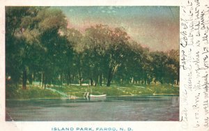 Vintage Postcard 1905 Island Park Side Lake Water Trees Fargo North Dakota N. D.