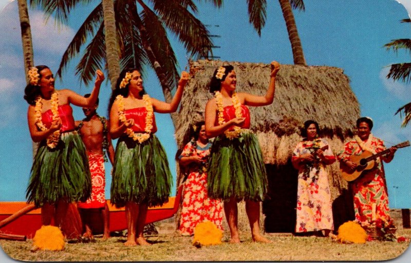 Hawaii Honolulu Beautiful Hula Girls Pan American World Airways Card 1961
