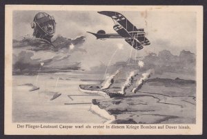 GERMANY, Vintage postcard, Dropping bombs on Dover, WWI, Fieldpost