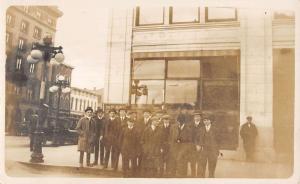 Group Of Men Fashionable City Scene Real Photo Antique Postcard K25015