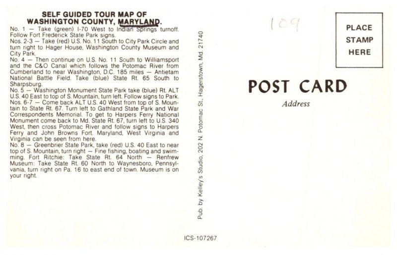 Maryland  Washington County Tour  Map