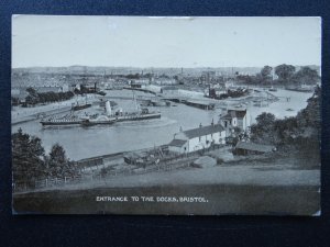 Bristol ENTRANCE TO THE DOCKS shows Manoeuvring Paddle Steamer c1917 RP Postcard