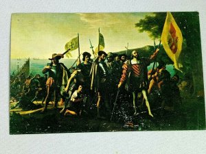 Vintage Postcard Landing of Columbus painting by John Vanderlyn Columbus