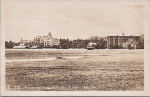 RPPC Postcard Moana and Royal Hawaiian Hotels Honolulu Hawaii