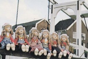 Dutch Toy Dolls on a Swing Holland 1980s Postcard