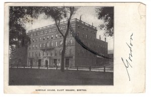 Norfolk House, Eliot Square, Boston, Massachusetts, Used 1904 Flag Cancel