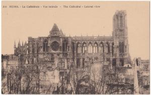 France, REIMS, La Cathedrale, Vue laterale, unused Postcard CPA