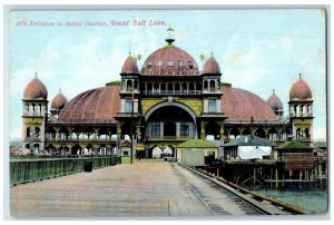 c1950 Entrance Saltair Pavilion Building Restaurant Great Salt Lake UT Postcard 