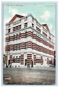c1906 Post Office Building Street View Winnipeg Canada Posted Antique Postcard
