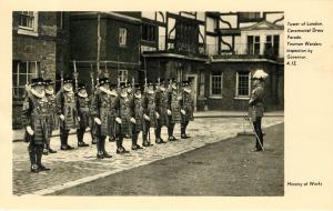 Tower London Ceremonial Parade Yeoman Warders inspection England RPPC Postcard