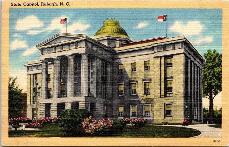 State Capitol Raleigh NC North Carolina Linen Postcard VTG UNP Tichnor Vintage 