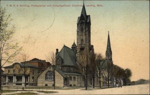 Lansing MI Y.W.C.A. Building Presb. Cong. Churches c1910 Vintage Postcard