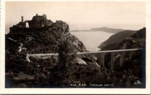 VINTAGE POSTCARD VIEW OF MOUNT EZE THE ALPS MARITIMES REGION OF FRANCE FROM RPPC