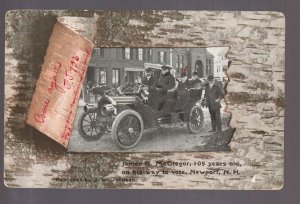 Newport NEW HAMPSHIRE 1907 105 Year Old VOTER Vote Voting SOCIAL HISTORY Man CAR