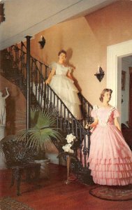 The Elms Stairway NATCHEZ Mississippi Antebellum Mansion c1950s Vintage Postcard