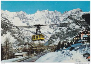 Skyride, Bridge, Winter Scene, Mont Blanc, COURMAYEUR, Val D'Aosta, Italy, PU...