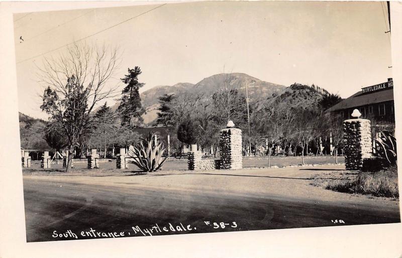 E33/ Calistoga California Ca Postcard Real Photo RPPC c40s Myrtledale Entrance