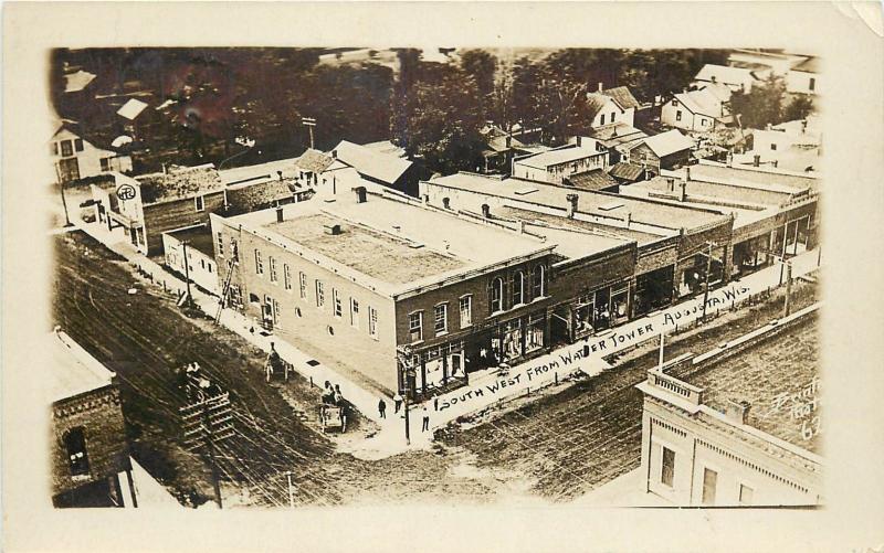 c1907 RPPC Birdseye view from Water Tower, Augusta WI Eau Claire County unposted