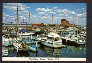 RI Goat Island Marian Ships Boats Harbor Sheraton Newport Rhode Island Postcard