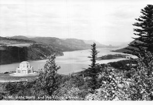 Vista House Columbia River Oregon Scenic~1940s RPPC Real Photo Postcard