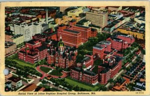 Aerial View Postcard John Hopkins Hospital Group Baltimore Maryland