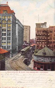 Elevated Railroad Train EL Loop Van Buren St Chicago Illinois 1906 postcard