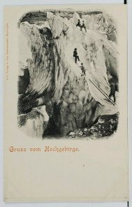 Austria Gruss vom Hochgebirge Mountain Climbers on Snow Ice c1900 Postcard G4